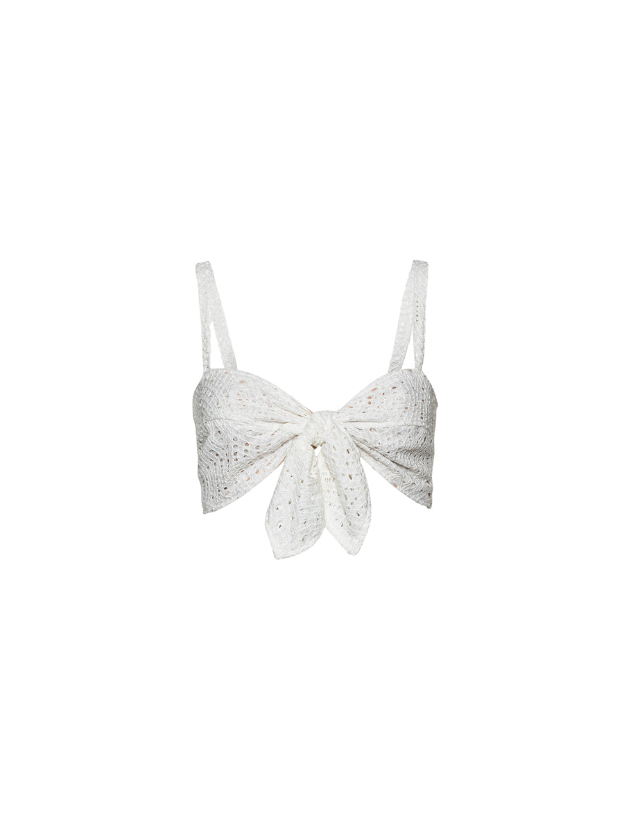 Sol Knot Top Milky White Lace