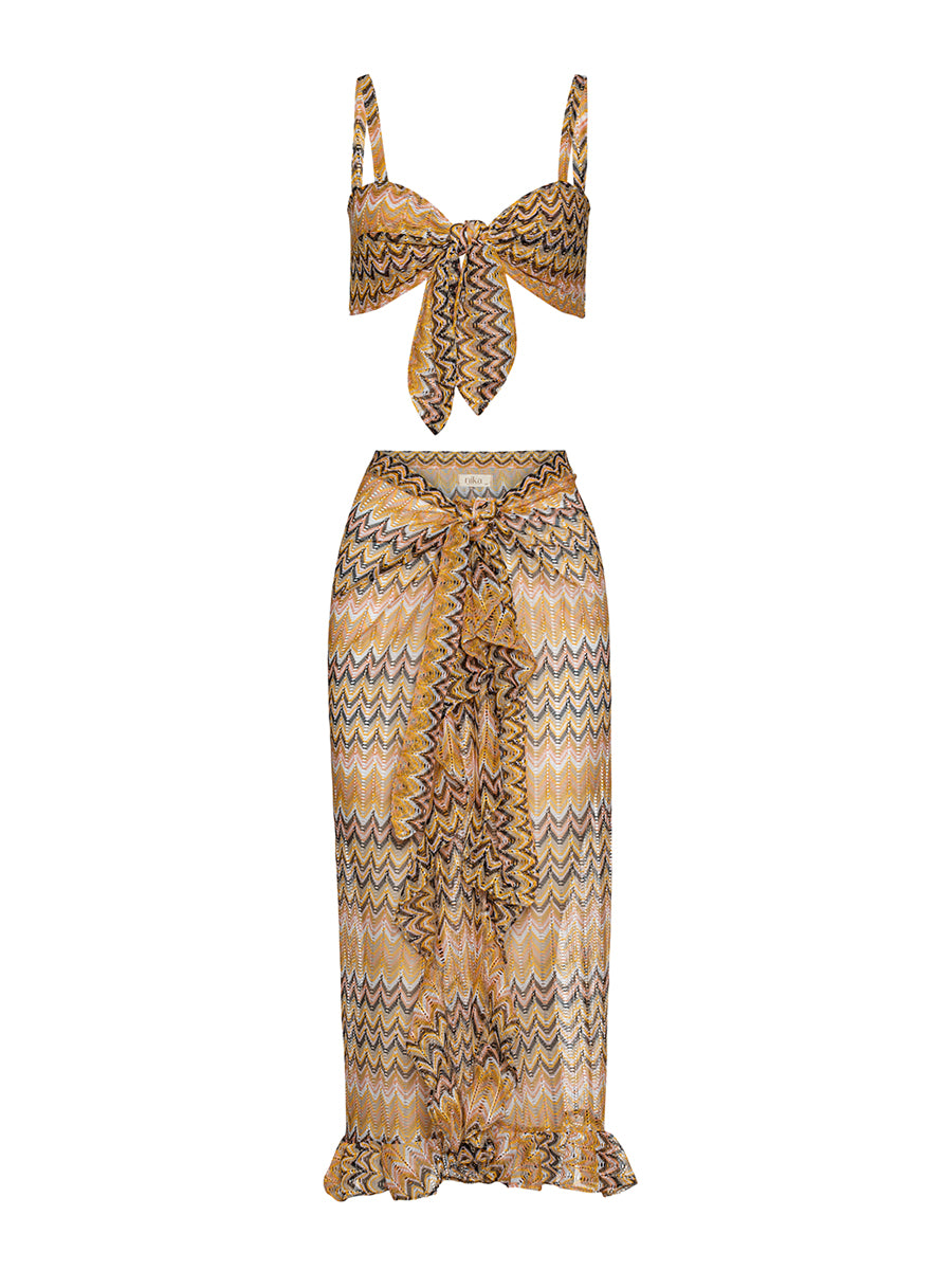 Maui Frill Maxi Skirt Yellow Knit