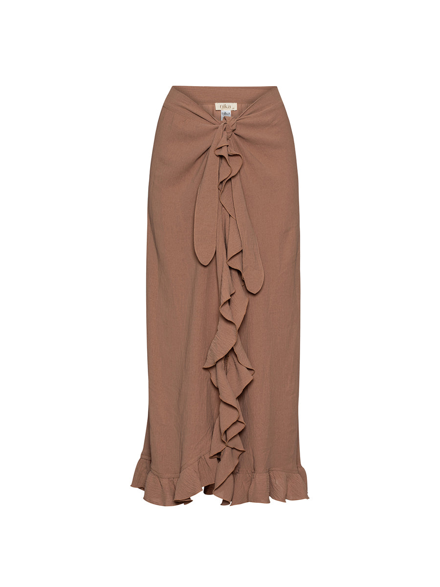 Maui Frill Maxi Skirt Mocha