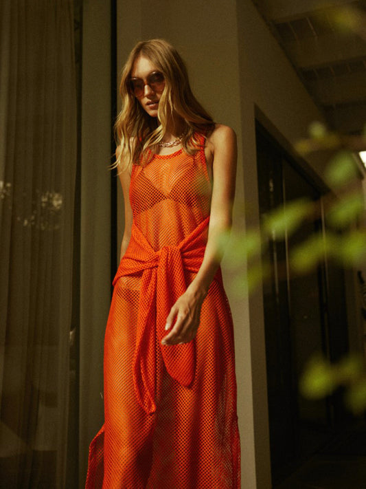 Barbados Mesh Dress Orange