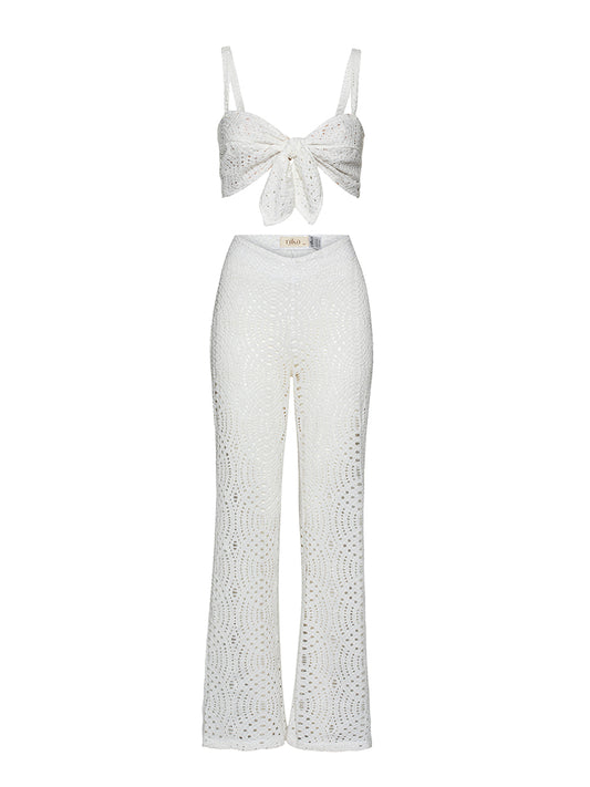 Sol Knot Top Milky White Lace