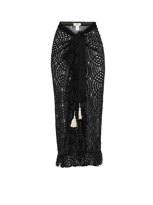 Maui Frill Maxi Black Skirt Lace