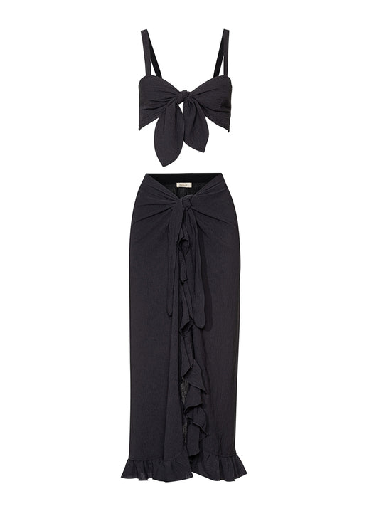 Maui Frill Maxi Skirt Black