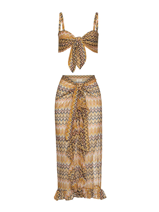 Maui Frill Maxi Skirt Yellow Knit