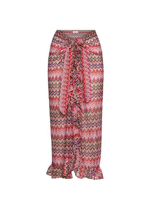 Maui Frill Maxi Skirt Fuchsia Knit