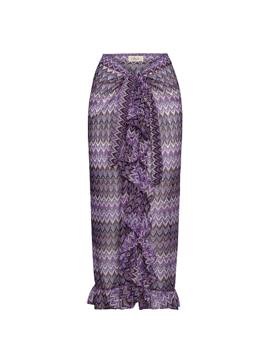 Maui Frill Maxi Skirt Purple Knit