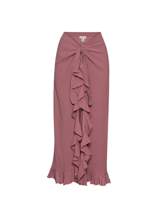 Maui Frill Maxi Skirt Off Dusty Pink